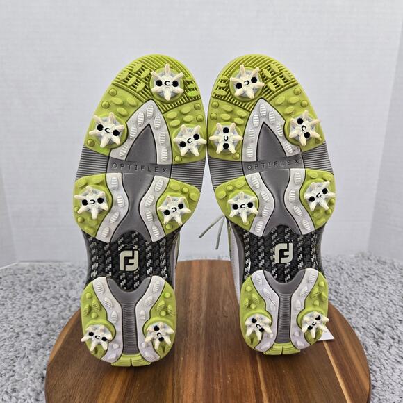 Footjoy Contour Closeout White Lime Leather Athletic Spiked Golf Cleat Men 9.5 M - Picture 9 of 14